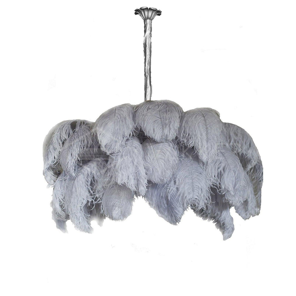 Extra Large Ostrich Feather Chandelier | Opulent Brass Base & Ideal for Luxury Indoor Spaces