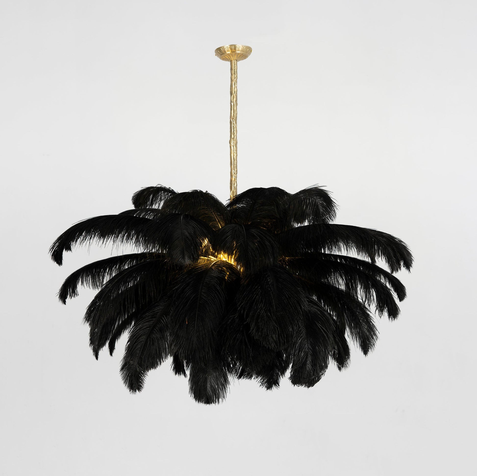 Extra Large Ostrich Feather Chandelier | Opulent Brass Base & Ideal for Luxury Indoor Spaces