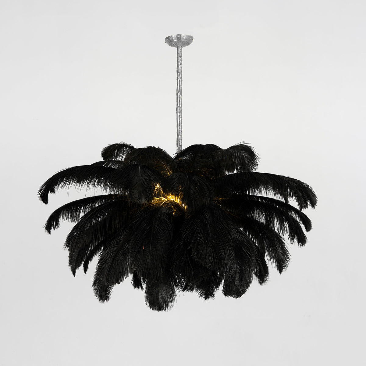 Extra Large Ostrich Feather Chandelier | Opulent Brass Base & Ideal for Luxury Indoor Spaces