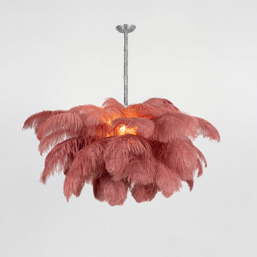 Extra Large Ostrich Feather Chandelier | Opulent Brass Base & Ideal for Luxury Indoor Spaces