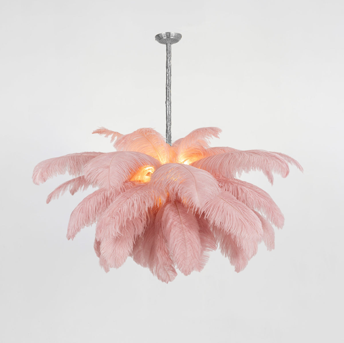 Extra Large Ostrich Feather Chandelier | Opulent Brass Base & Ideal for Luxury Indoor Spaces