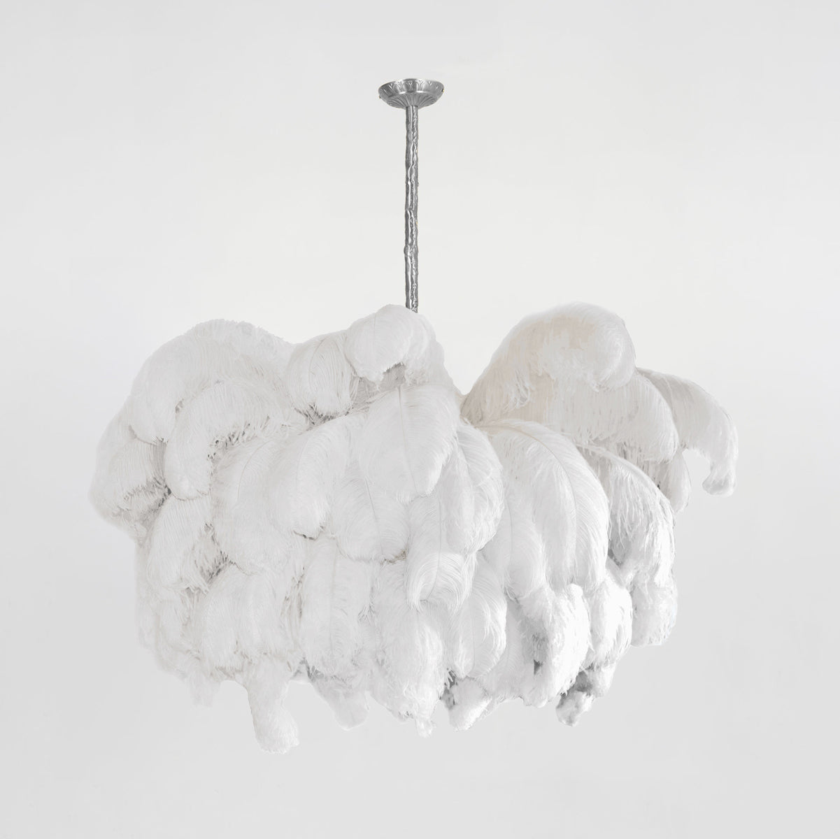 Extra Large Ostrich Feather Chandelier | Opulent Brass Base & Ideal for Luxury Indoor Spaces