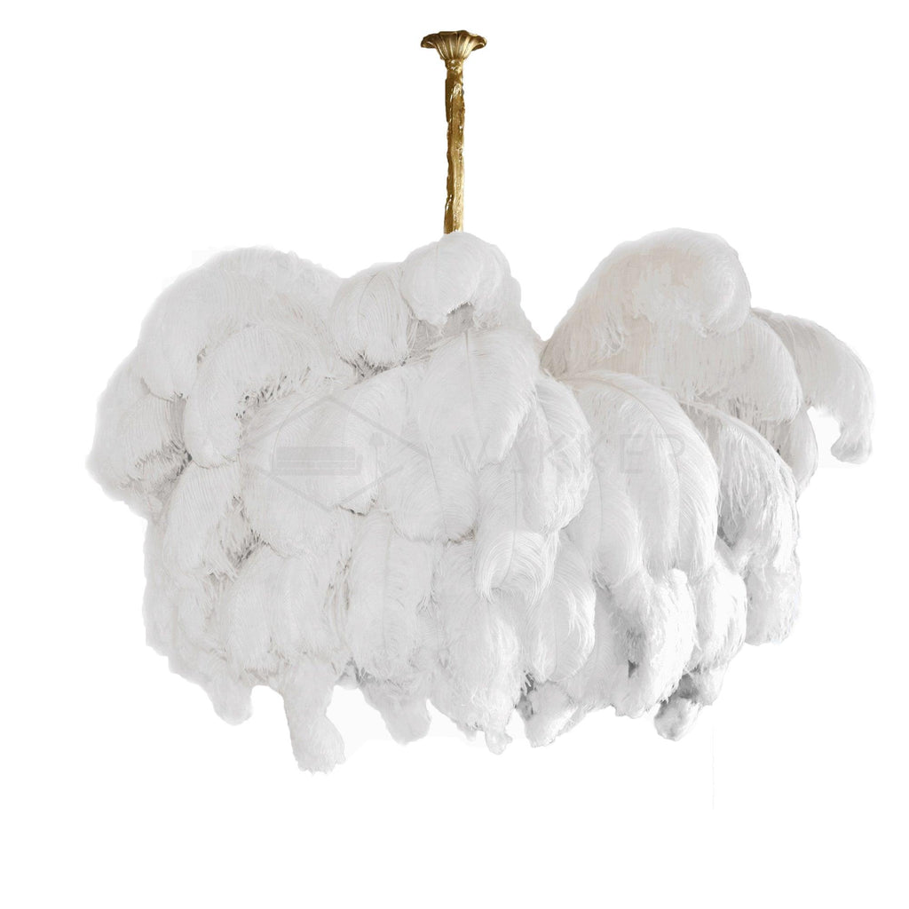 Extra Large Ostrich Feather Chandelier | Opulent Brass Base & Ideal for Luxury Indoor Spaces