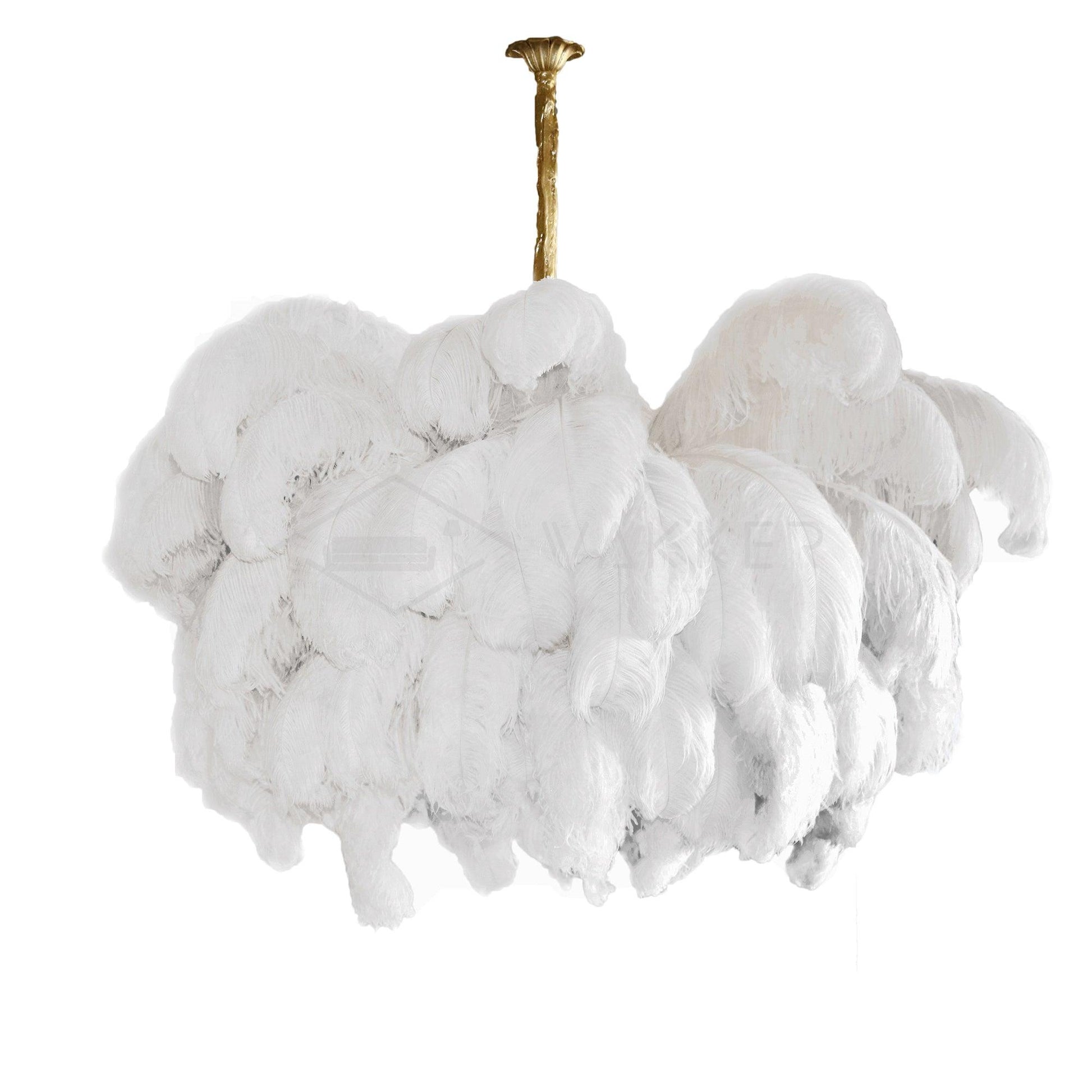 Extra Large Ostrich Feather Chandelier | Opulent Brass Base & Ideal for Luxury Indoor Spaces