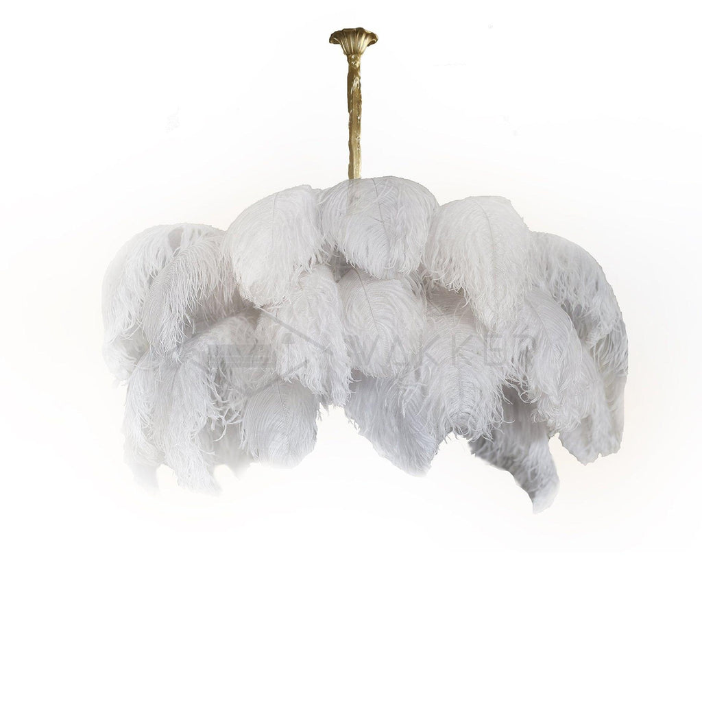 Extra Large Ostrich Feather Chandelier | Opulent Brass Base & Ideal for Luxury Indoor Spaces