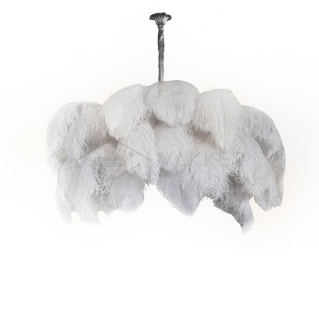 Extra Large Ostrich Feather Chandelier | Opulent Brass Base & Ideal for Luxury Indoor Spaces