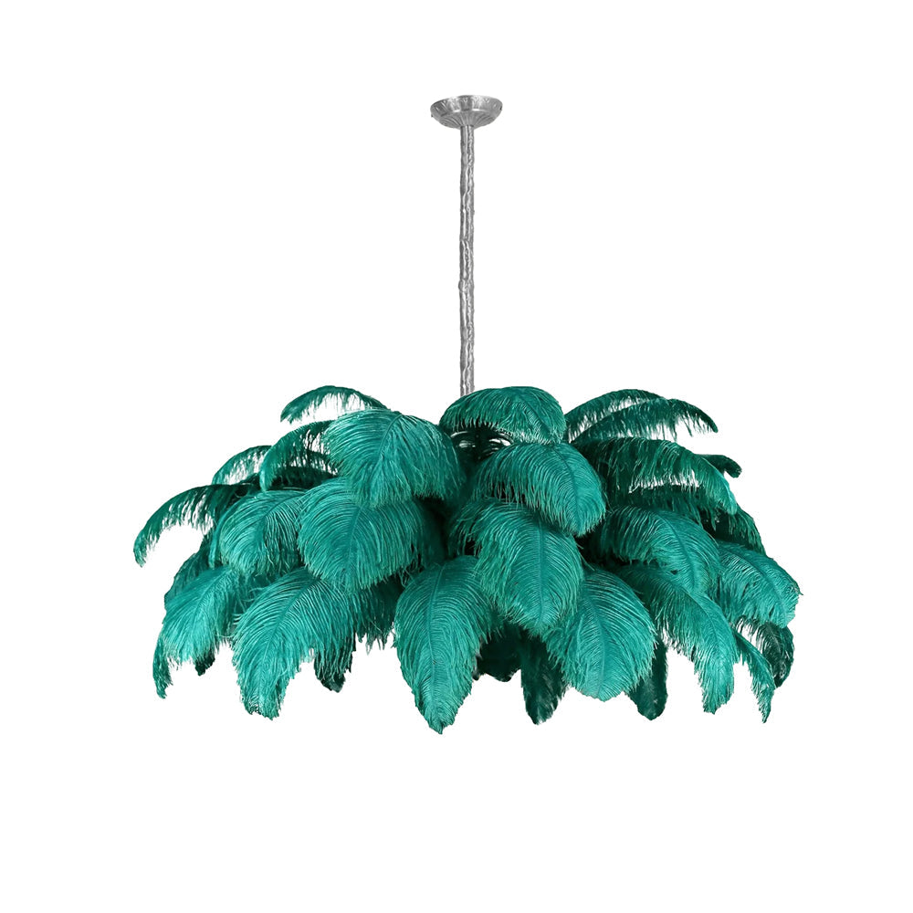 Extra Large Ostrich Feather Chandelier | Opulent Brass Base & Ideal for Luxury Indoor Spaces
