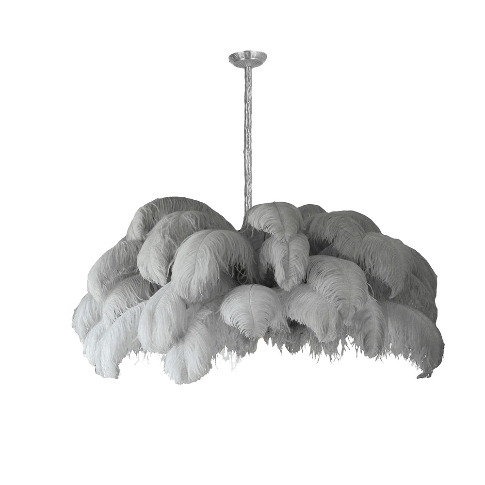 Extra Large Ostrich Feather Chandelier | Opulent Brass Base & Ideal for Luxury Indoor Spaces