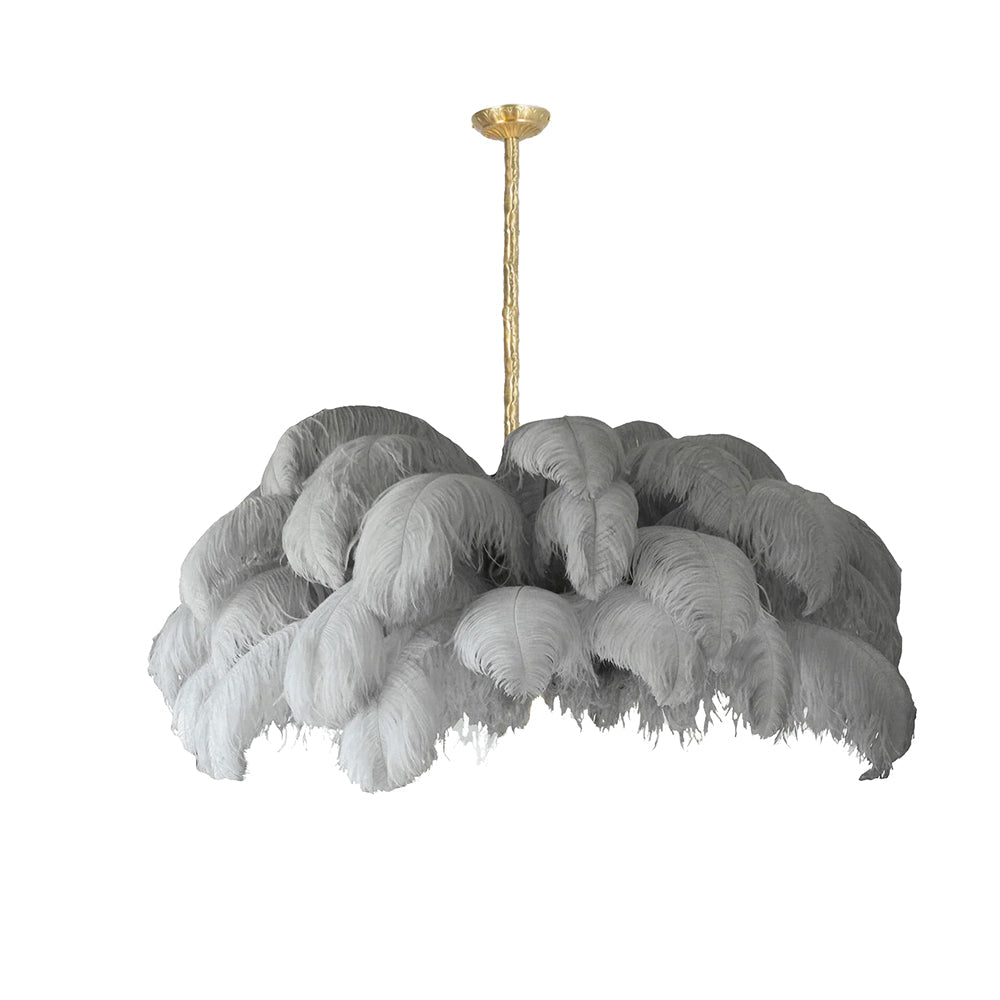 Extra Large Ostrich Feather Chandelier | Opulent Brass Base & Ideal for Luxury Indoor Spaces