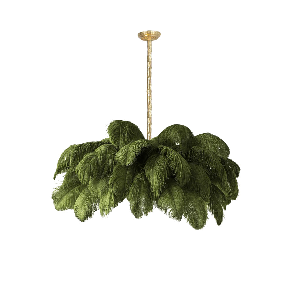 Extra Large Ostrich Feather Chandelier | Opulent Brass Base & Ideal for Luxury Indoor Spaces