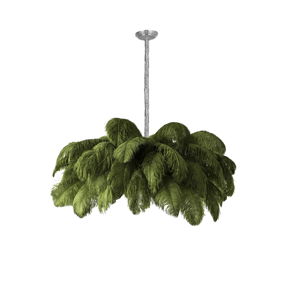 Extra Large Ostrich Feather Chandelier | Opulent Brass Base & Ideal for Luxury Indoor Spaces