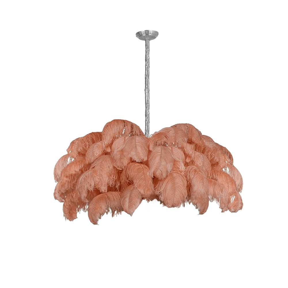 Extra Large Ostrich Feather Chandelier | Opulent Brass Base & Ideal for Luxury Indoor Spaces