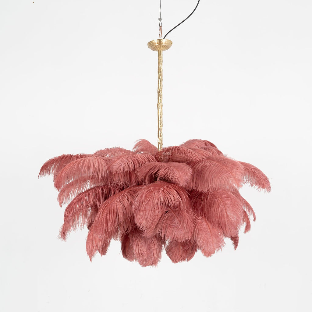 Extra Large Ostrich Feather Chandelier | Opulent Brass Base & Ideal for Luxury Indoor Spaces