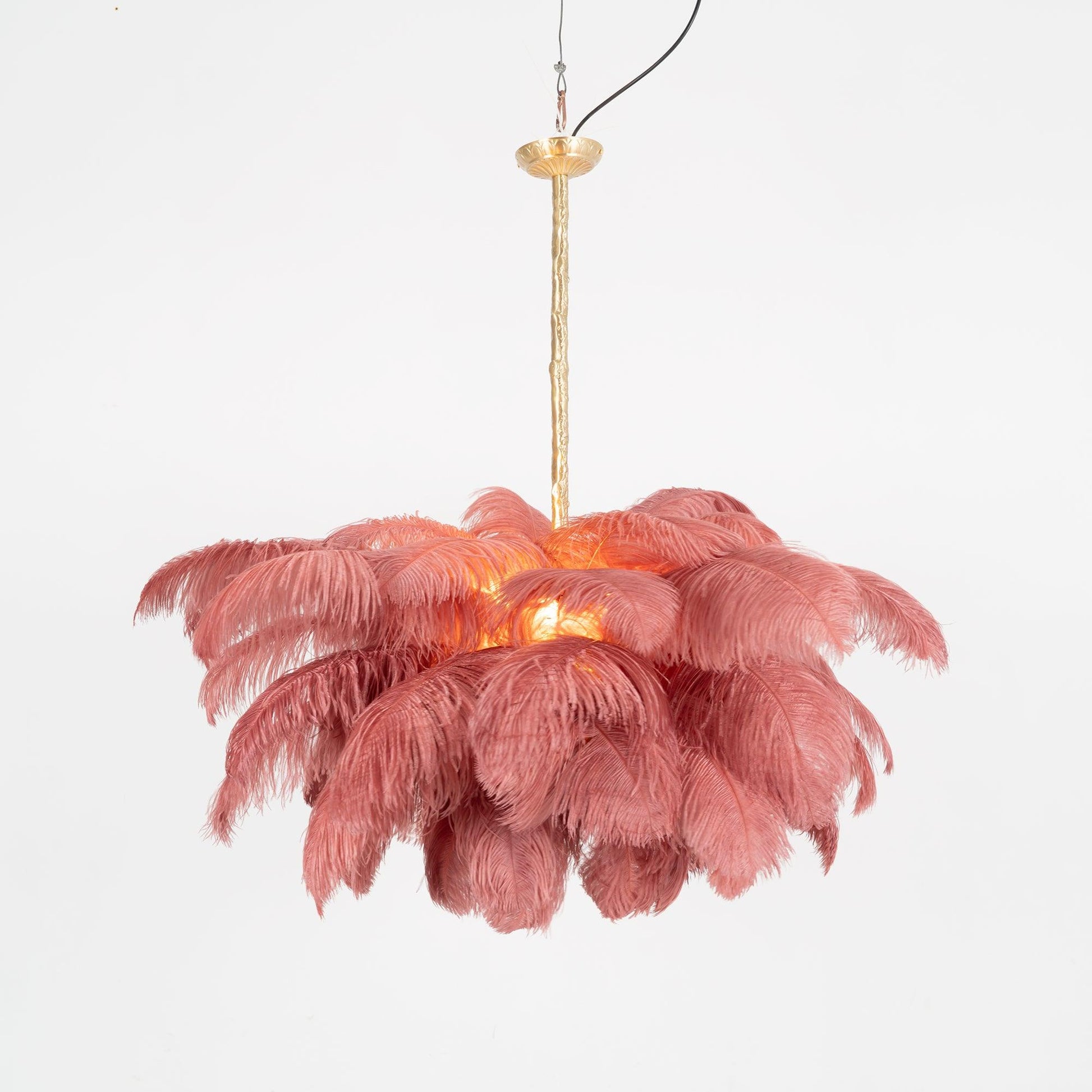 Extra Large Ostrich Feather Chandelier | Opulent Brass Base & Ideal for Luxury Indoor Spaces