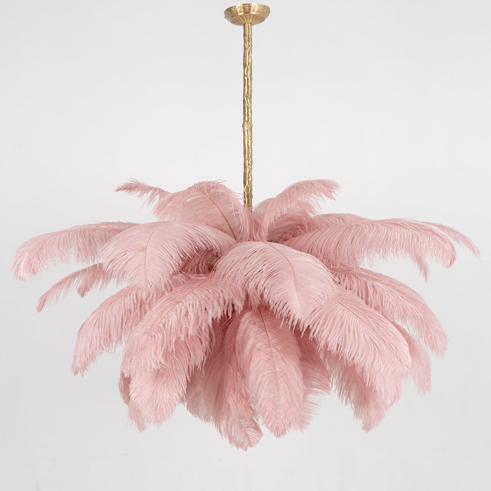 Extra Large Ostrich Feather Chandelier | Opulent Brass Base & Ideal for Luxury Indoor Spaces