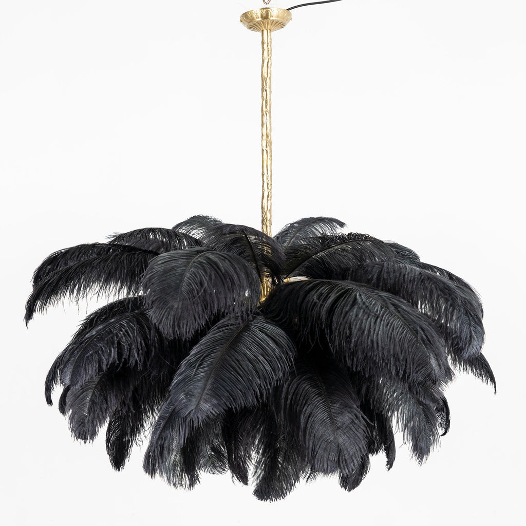 Extra Large Ostrich Feather Chandelier | Opulent Brass Base & Ideal for Luxury Indoor Spaces