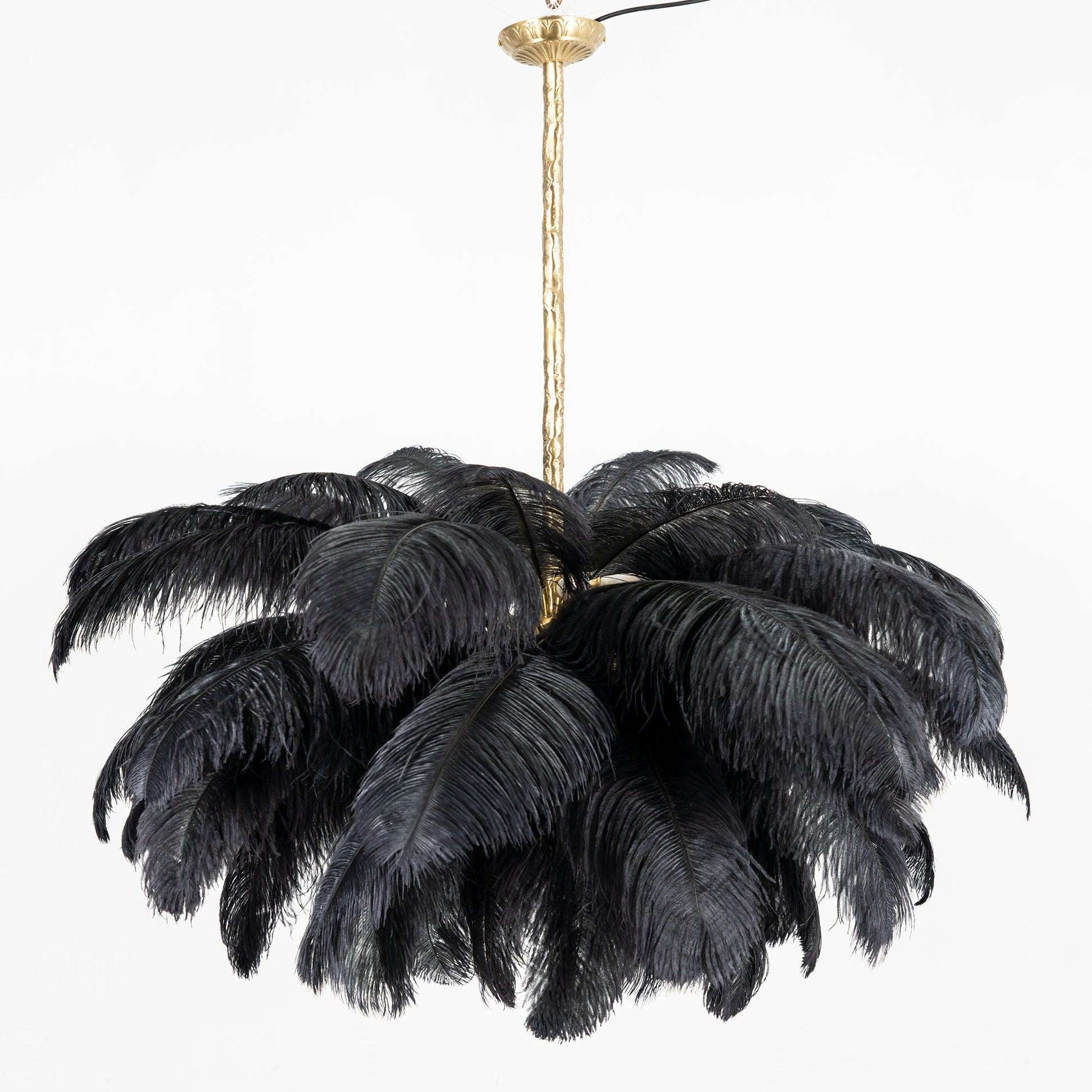Extra Large Ostrich Feather Chandelier | Opulent Brass Base & Ideal for Luxury Indoor Spaces