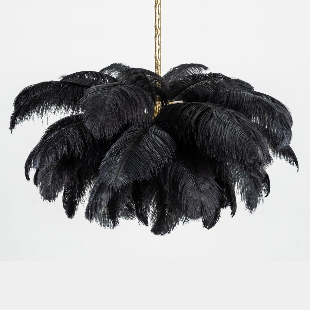 Extra Large Ostrich Feather Chandelier | Opulent Brass Base & Ideal for Luxury Indoor Spaces