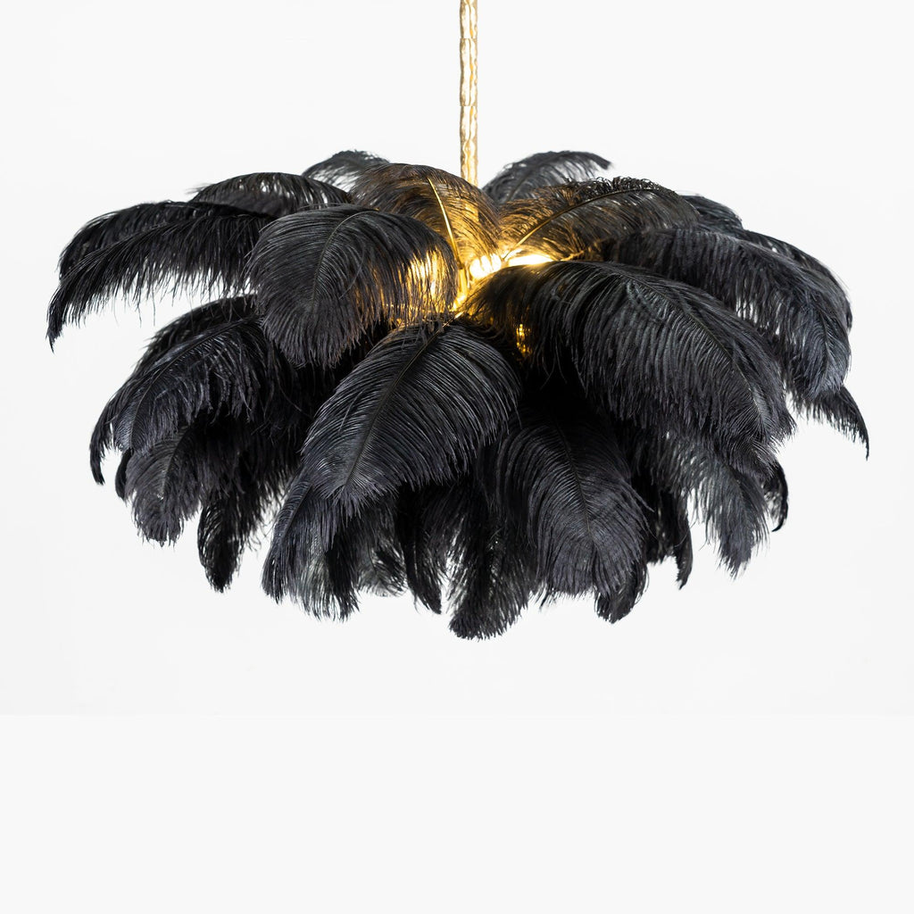 Extra Large Ostrich Feather Chandelier | Opulent Brass Base & Ideal for Luxury Indoor Spaces