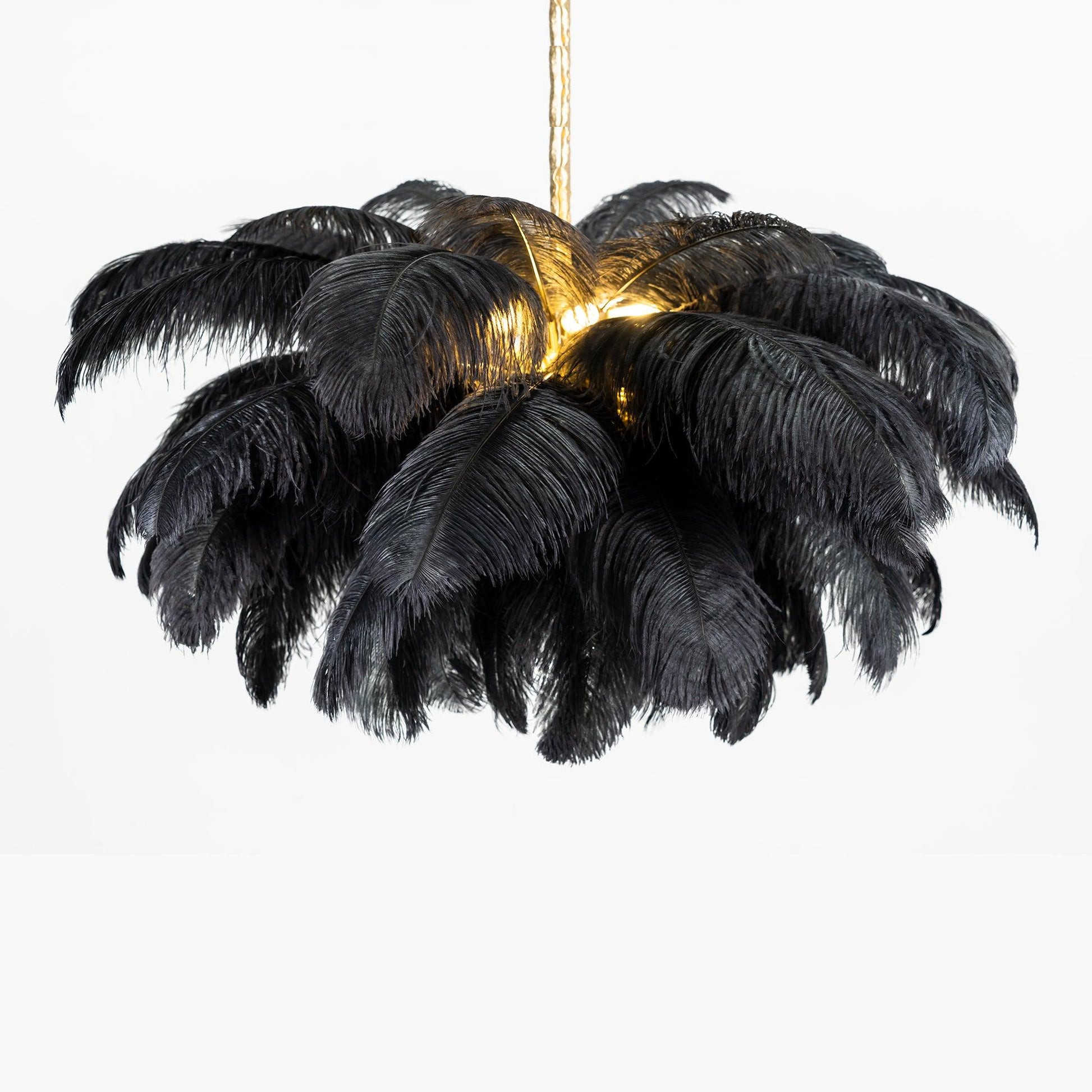 Extra Large Ostrich Feather Chandelier | Opulent Brass Base & Ideal for Luxury Indoor Spaces