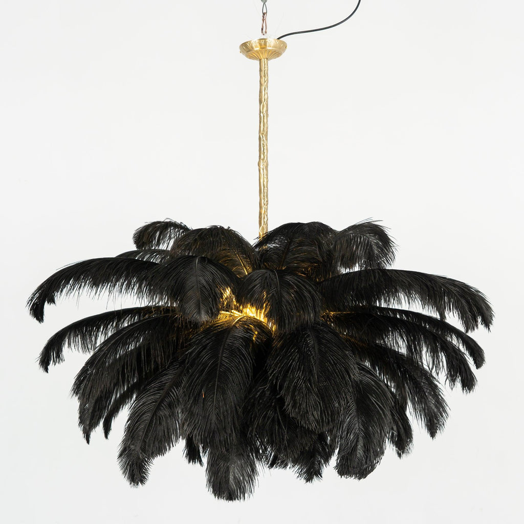 Extra Large Ostrich Feather Chandelier | Opulent Brass Base & Ideal for Luxury Indoor Spaces
