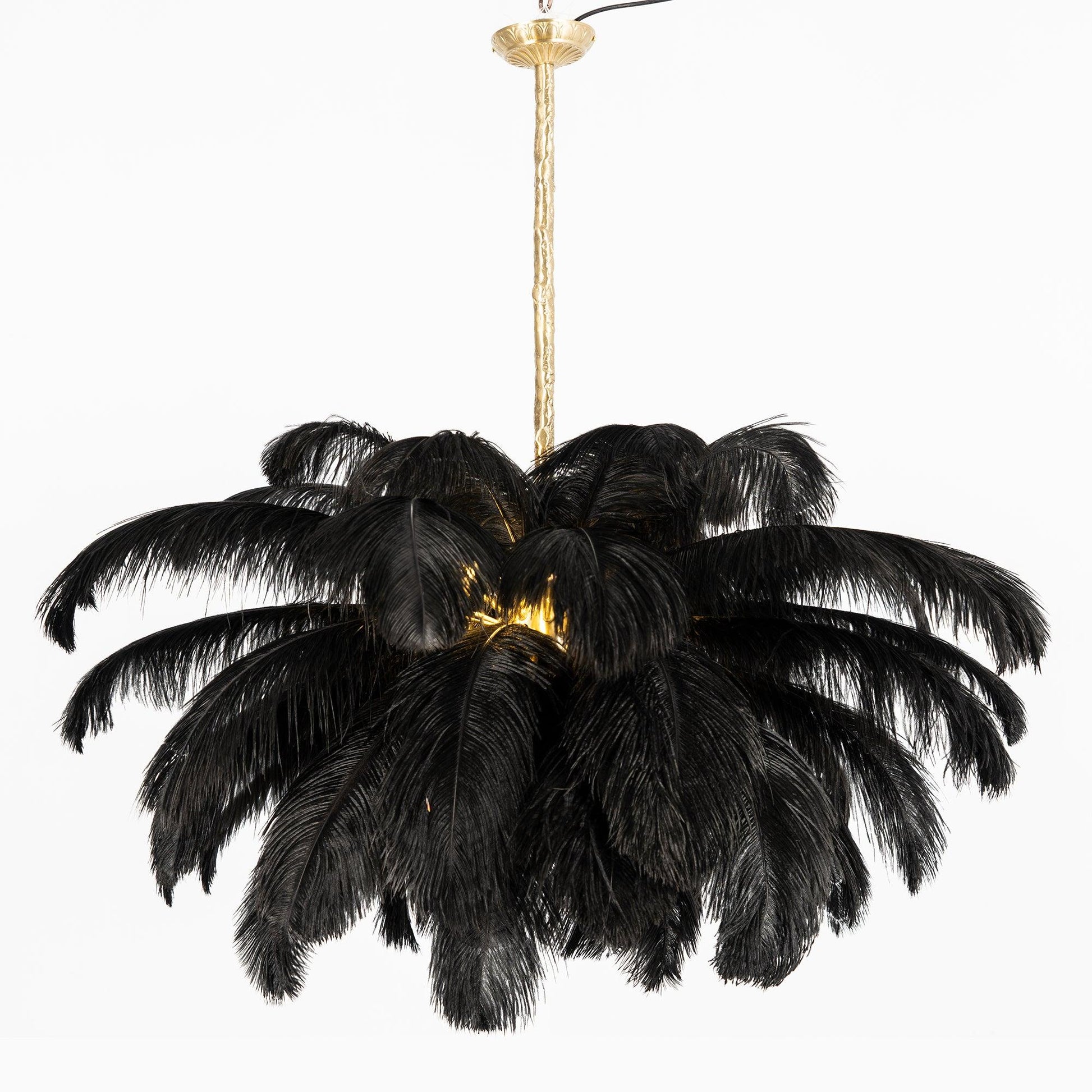 Extra Large Ostrich Feather Chandelier | Opulent Brass Base & Ideal for Luxury Indoor Spaces