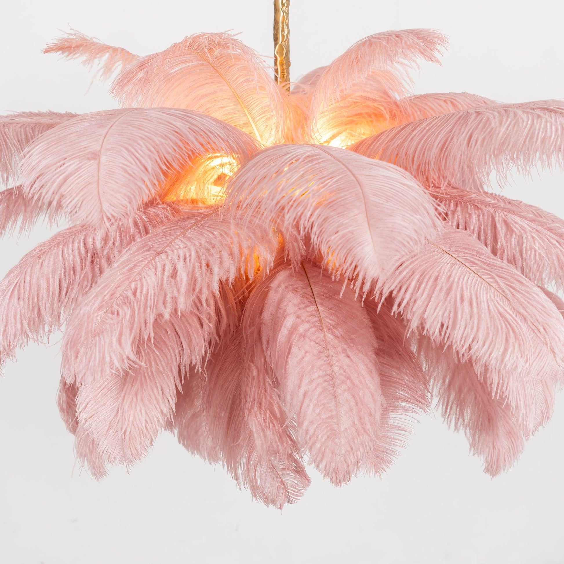 Extra Large Ostrich Feather Chandelier | Opulent Brass Base & Ideal for Luxury Indoor Spaces
