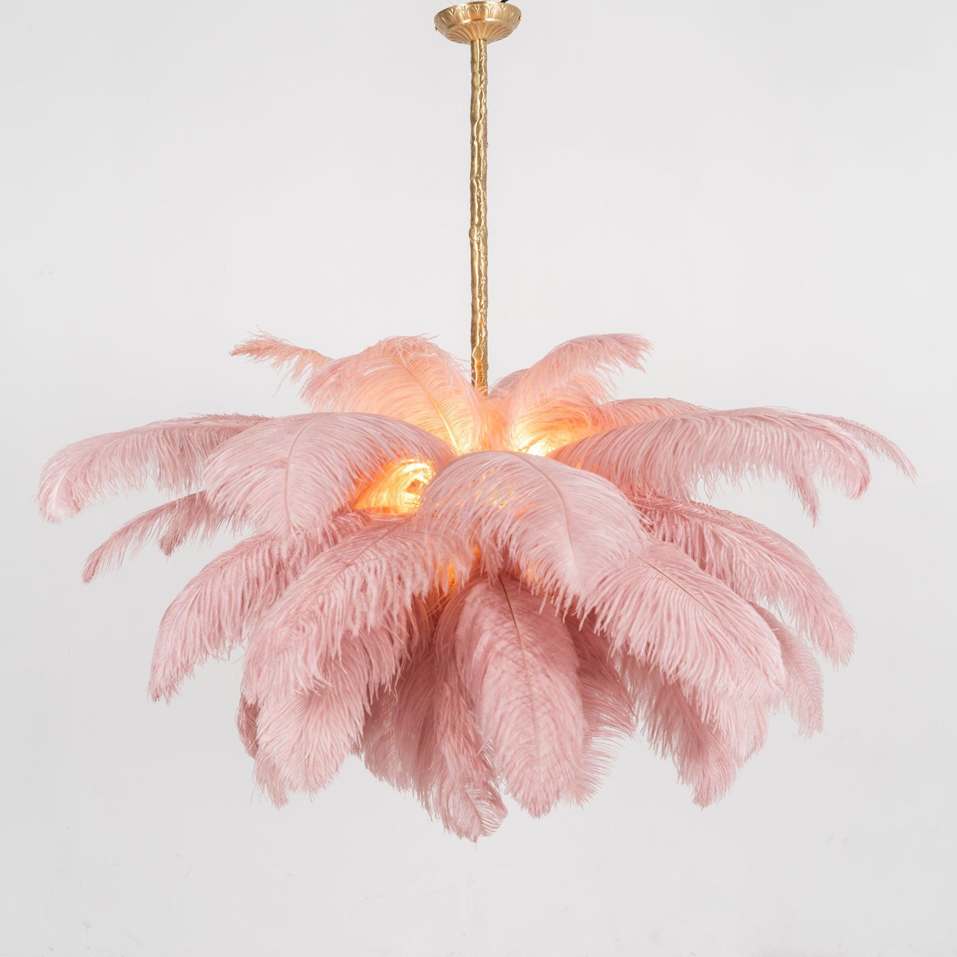 Extra Large Ostrich Feather Chandelier | Opulent Brass Base & Ideal for Luxury Indoor Spaces