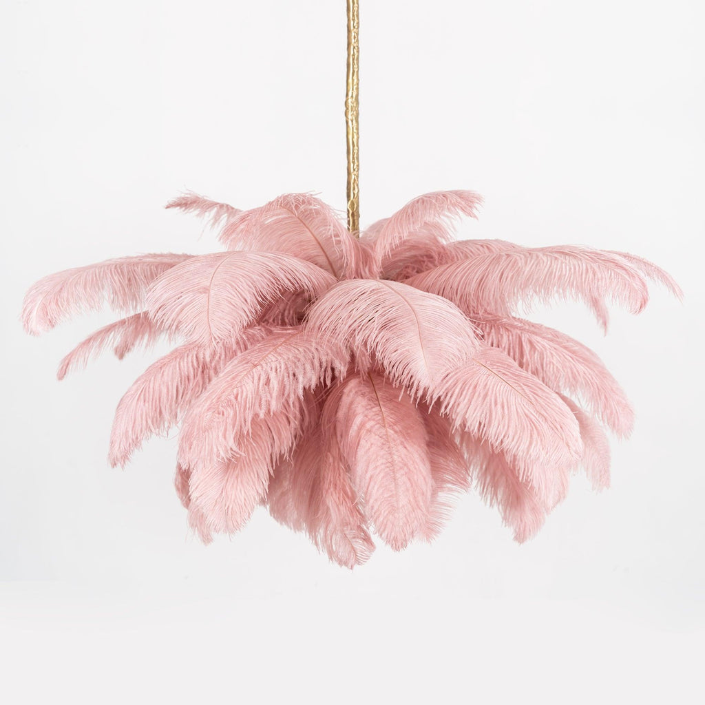 Extra Large Ostrich Feather Chandelier | Opulent Brass Base & Ideal for Luxury Indoor Spaces