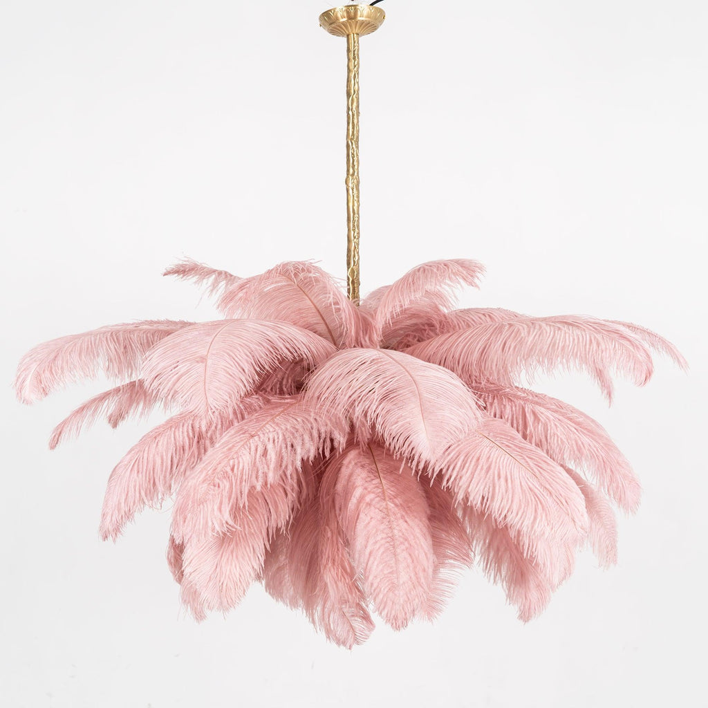 Extra Large Ostrich Feather Chandelier | Opulent Brass Base & Ideal for Luxury Indoor Spaces