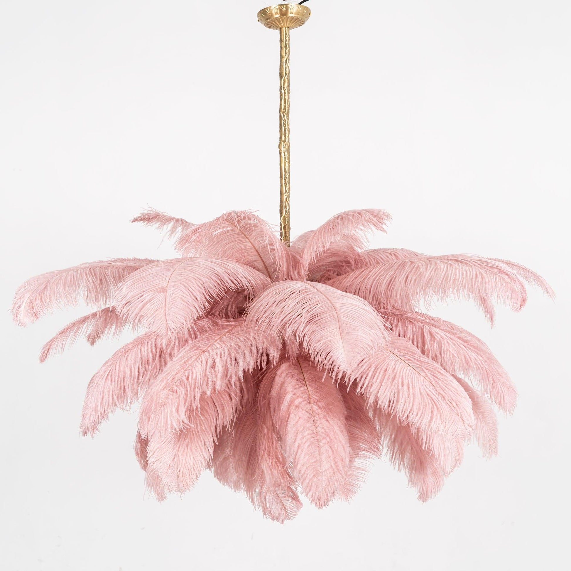 Extra Large Ostrich Feather Chandelier | Opulent Brass Base & Ideal for Luxury Indoor Spaces