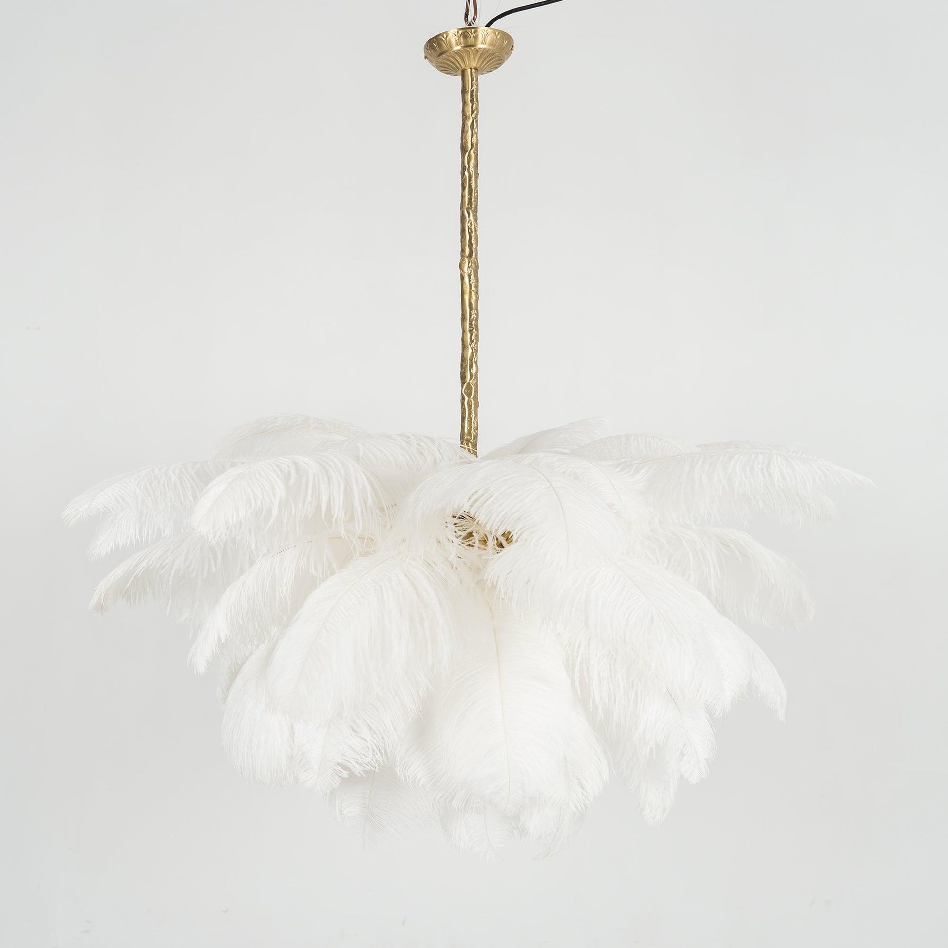Extra Large Ostrich Feather Chandelier | Opulent Brass Base & Ideal for Luxury Indoor Spaces