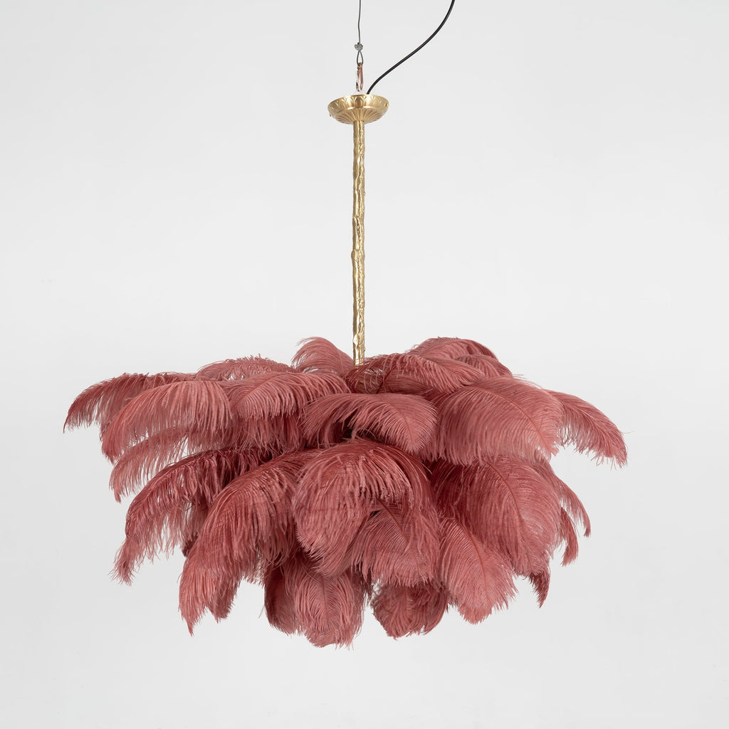Extra Large Ostrich Feather Chandelier | Opulent Brass Base & Ideal for Luxury Indoor Spaces