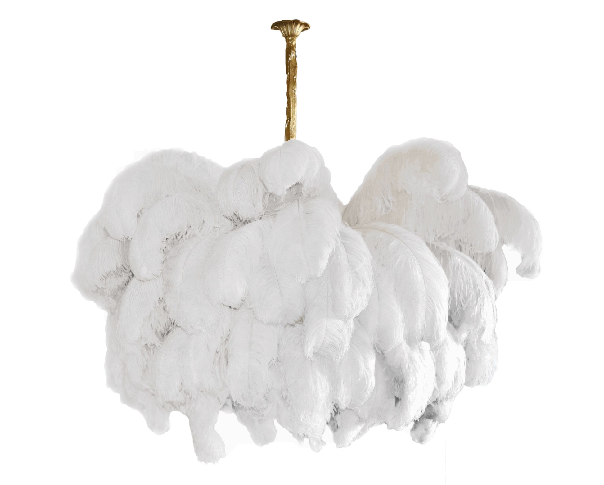 Extra Large Ostrich Feather Chandelier | Opulent Brass Base & Ideal for Luxury Indoor Spaces