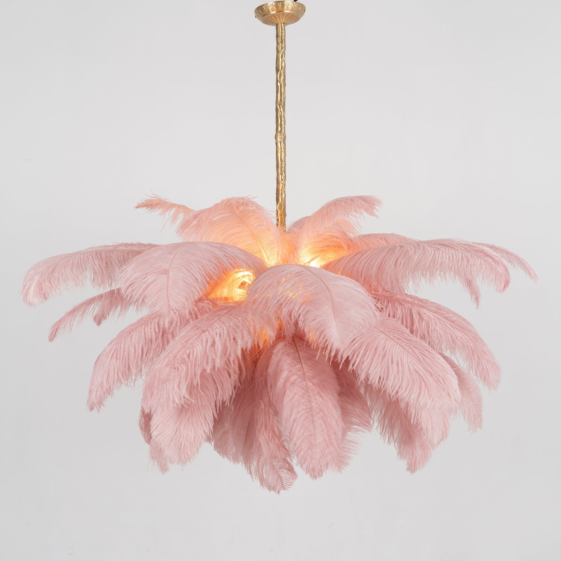 Extra Large Ostrich Feather Chandelier | Opulent Brass Base & Ideal for Luxury Indoor Spaces