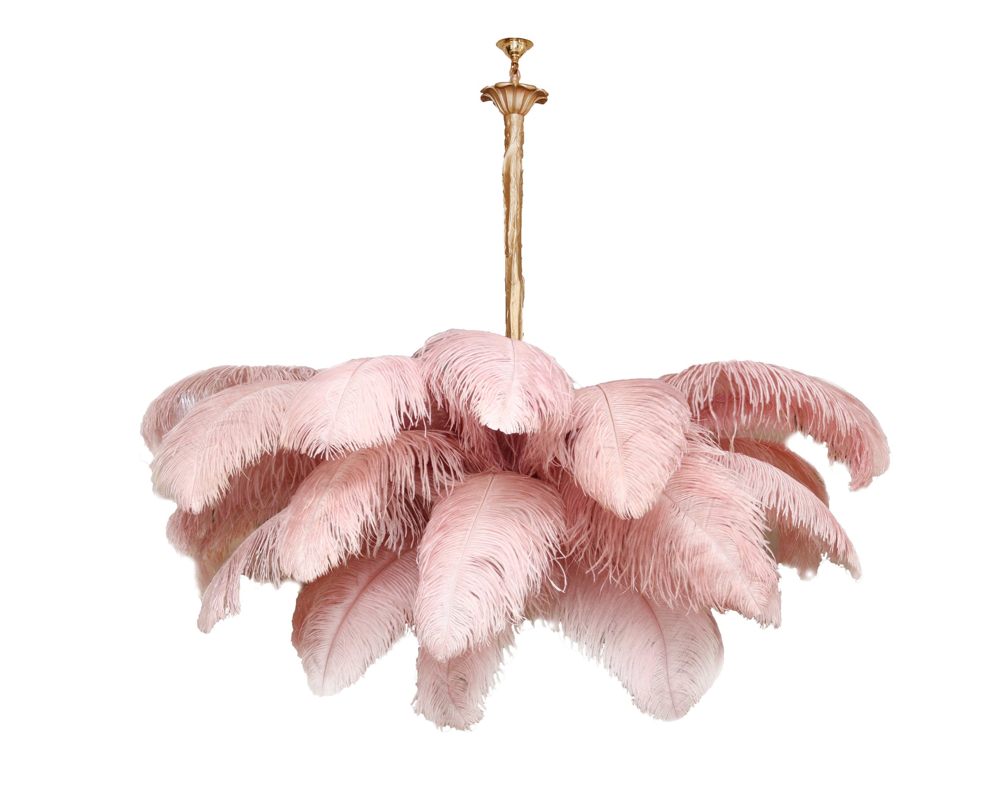 Extra Large Ostrich Feather Chandelier | Opulent Brass Base & Ideal for Luxury Indoor Spaces