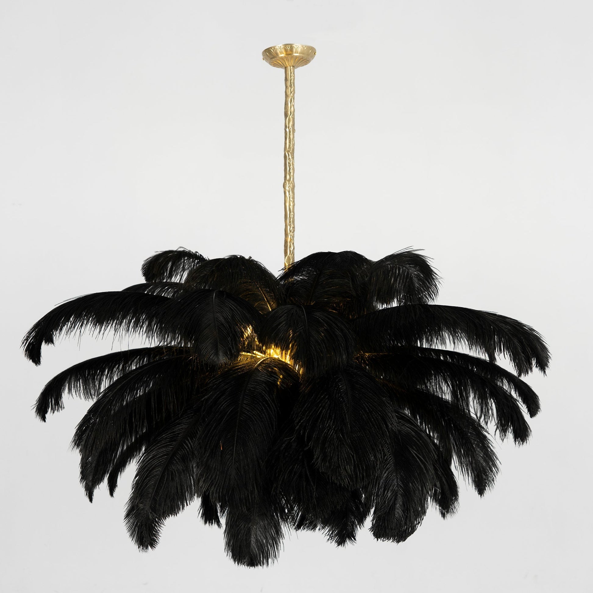 Extra Large Ostrich Feather Chandelier | Opulent Brass Base & Ideal for Luxury Indoor Spaces