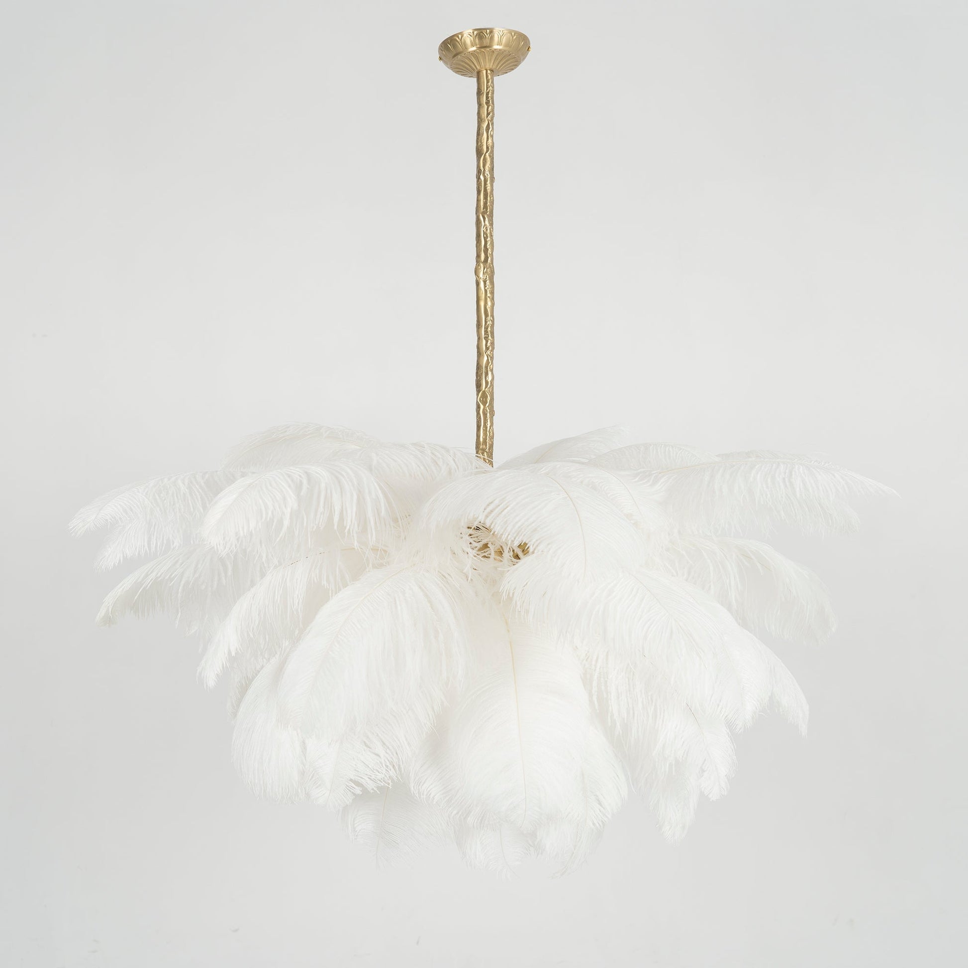 Extra Large Ostrich Feather Chandelier | Opulent Brass Base & Ideal for Luxury Indoor Spaces