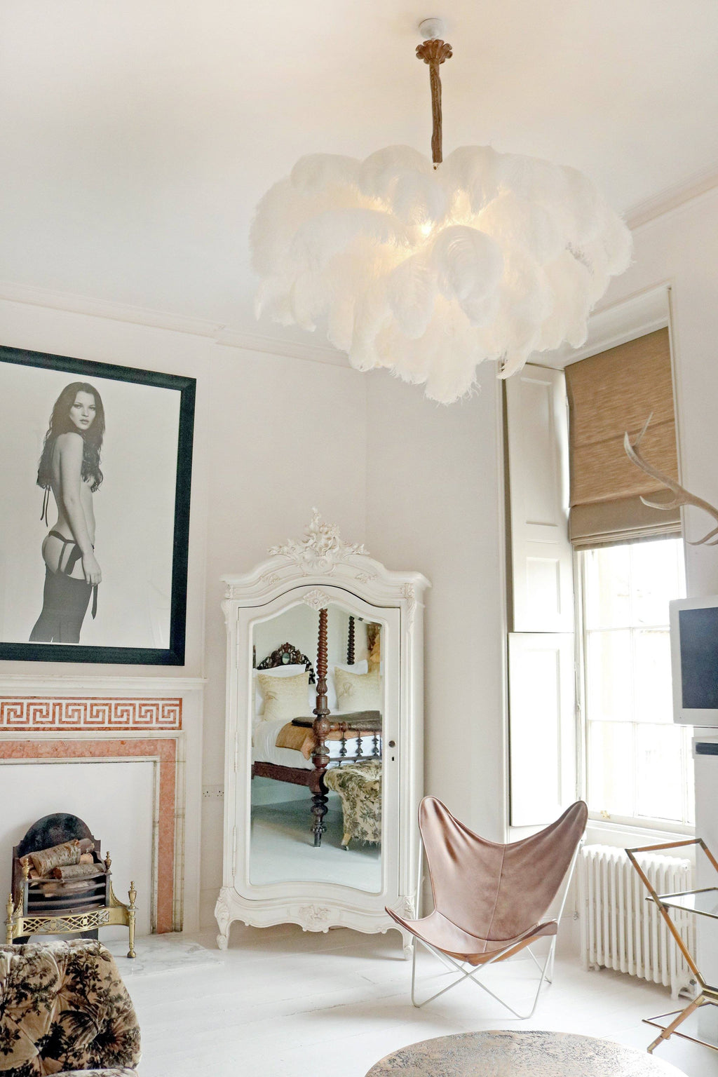 Extra Large Ostrich Feather Chandelier | Opulent Brass Base & Ideal for Luxury Indoor Spaces