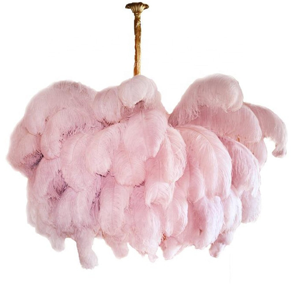 Extra Large Ostrich Feather Chandelier | Opulent Brass Base & Ideal for Luxury Indoor Spaces