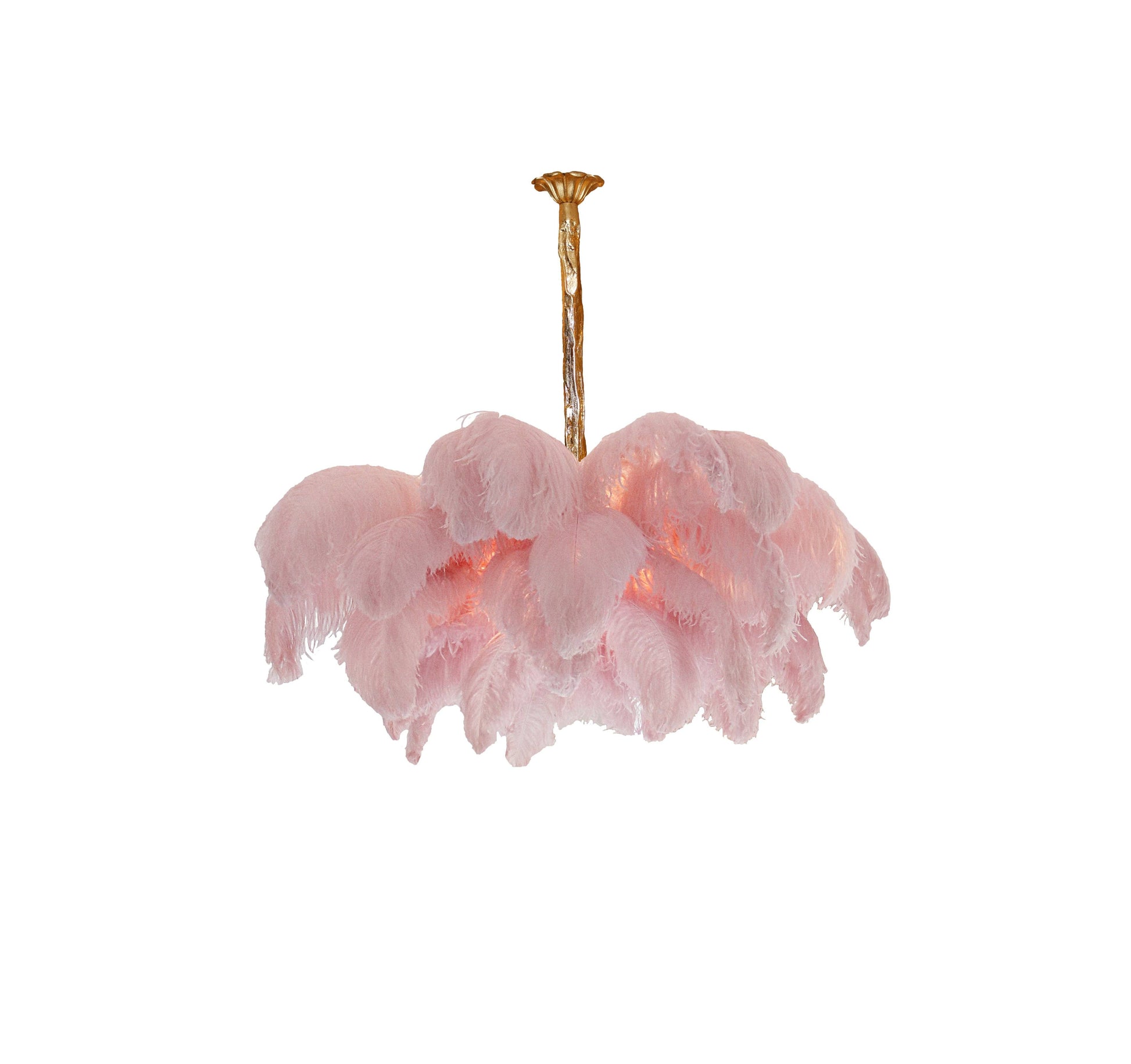Extra Large Ostrich Feather Chandelier | Opulent Brass Base & Ideal for Luxury Indoor Spaces
