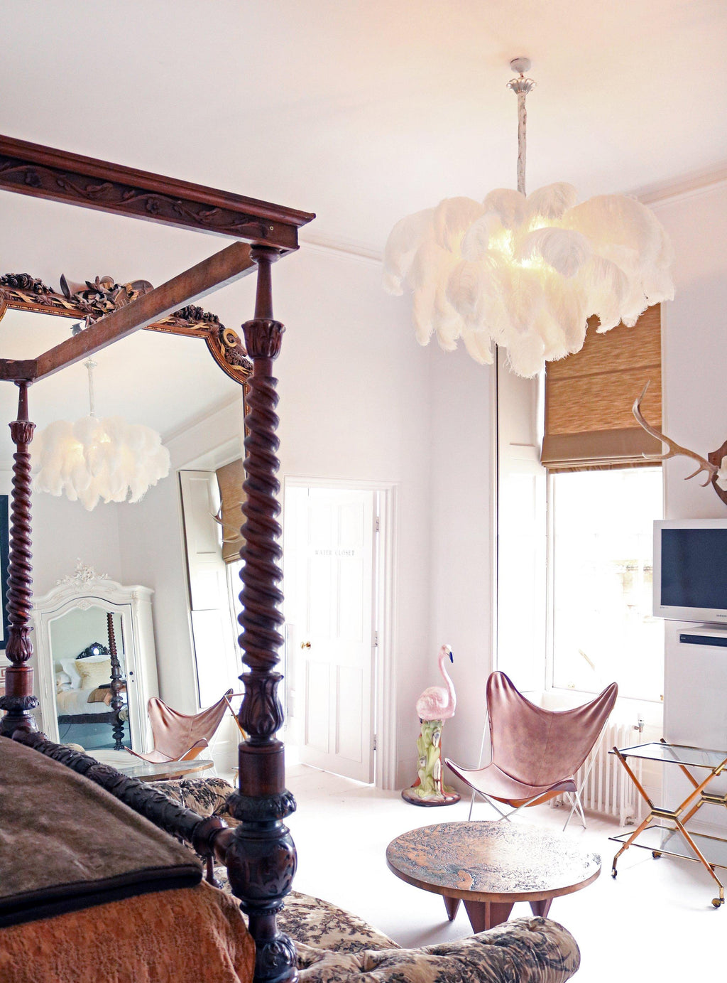 Extra Large Ostrich Feather Chandelier | Opulent Brass Base & Ideal for Luxury Indoor Spaces