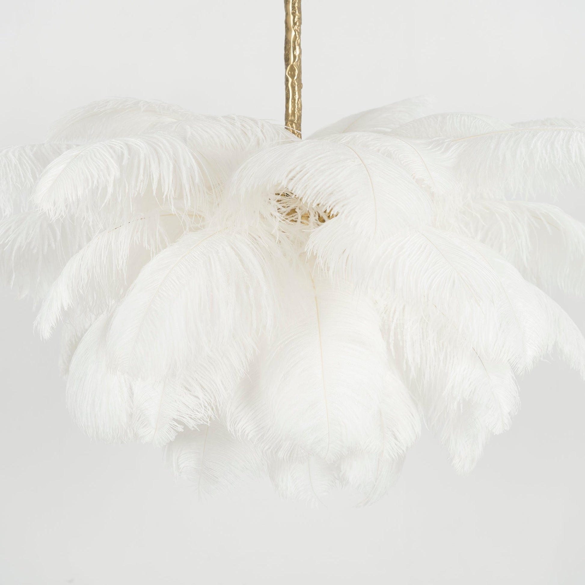 Extra Large Ostrich Feather Chandelier | Opulent Brass Base & Ideal for Luxury Indoor Spaces