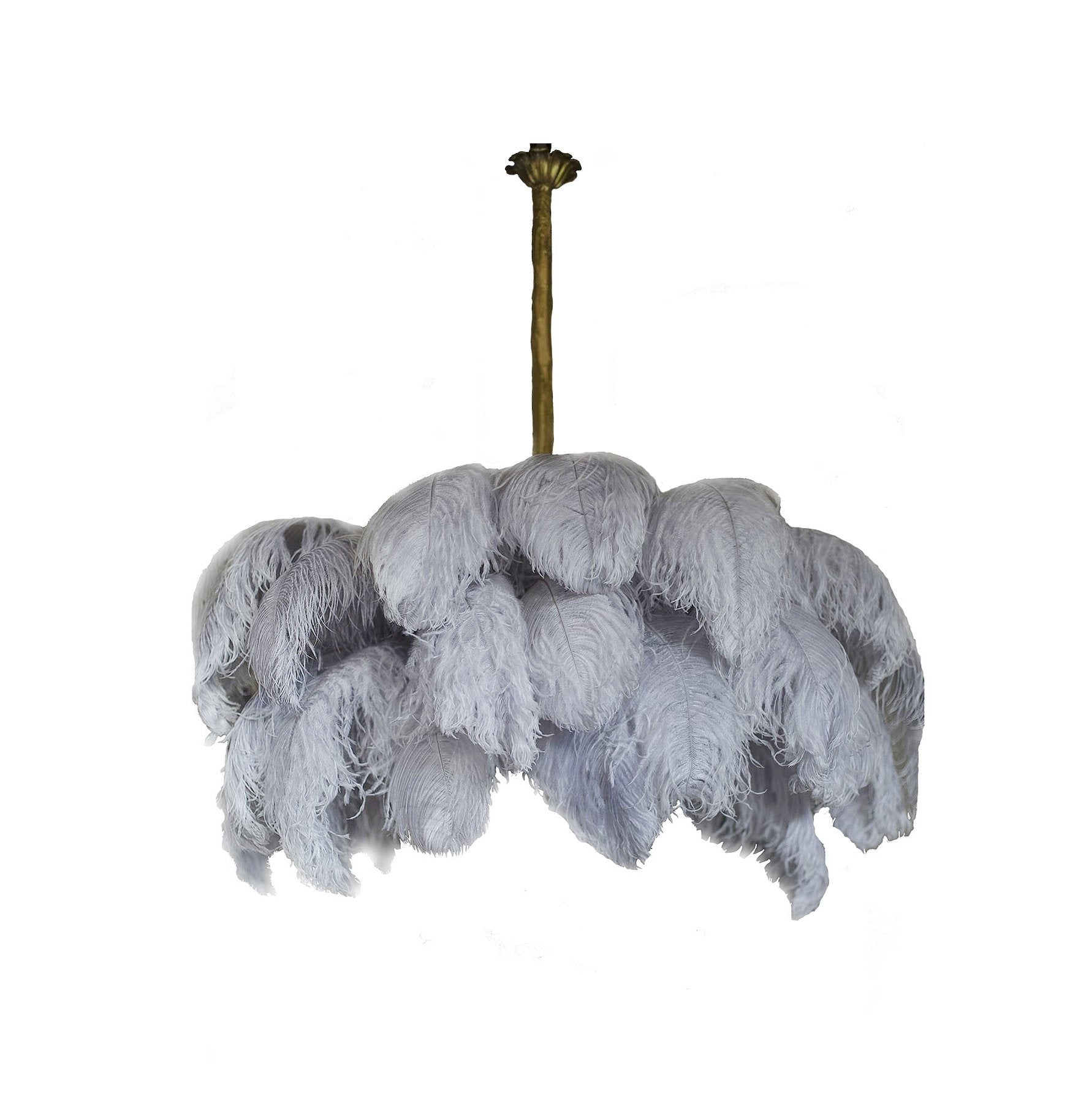 Extra Large Ostrich Feather Chandelier | Opulent Brass Base & Ideal for Luxury Indoor Spaces