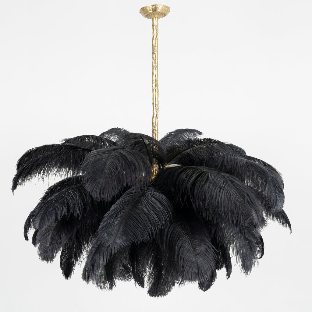 Extra Large Ostrich Feather Chandelier | Opulent Brass Base & Ideal for Luxury Indoor Spaces