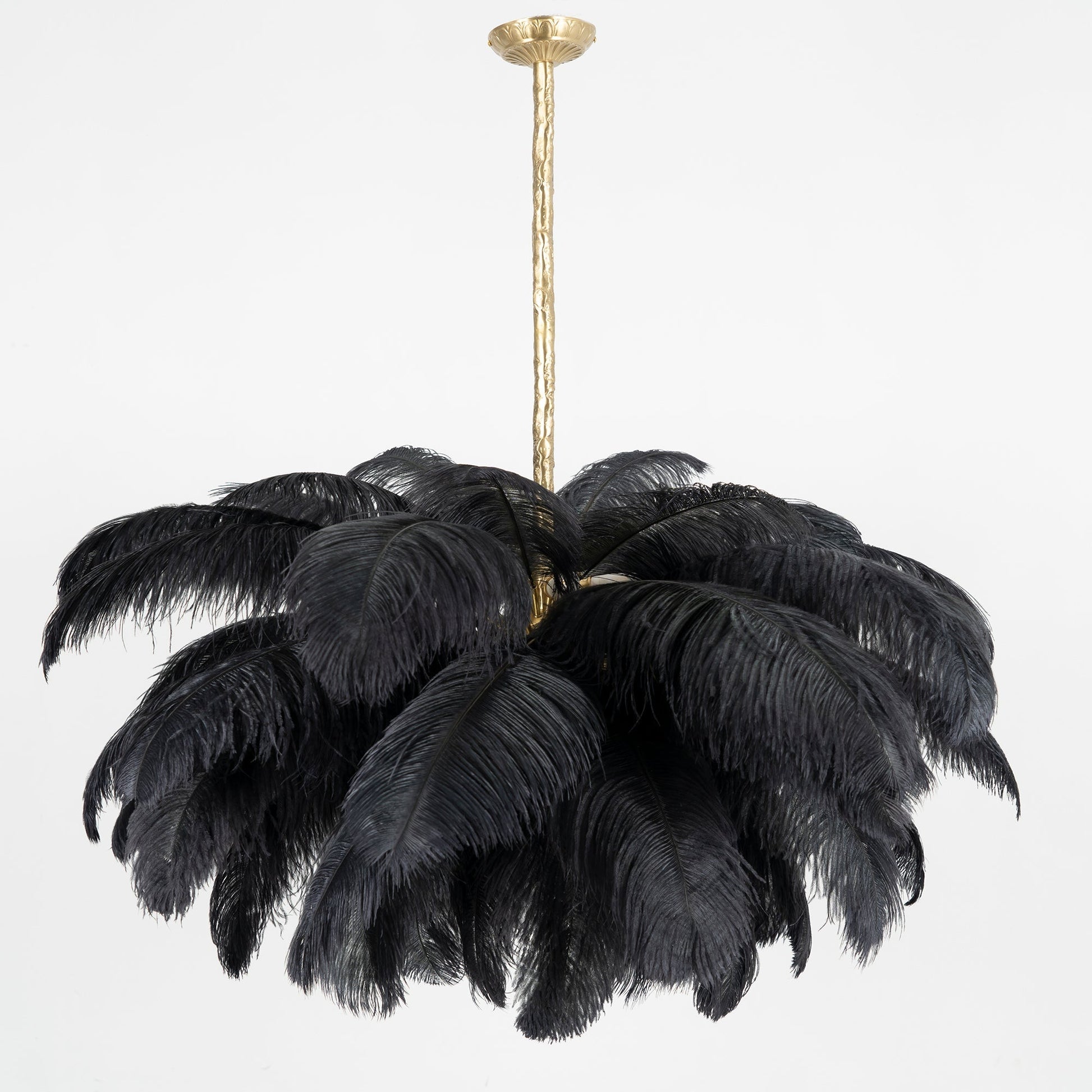 Extra Large Ostrich Feather Chandelier | Opulent Brass Base & Ideal for Luxury Indoor Spaces