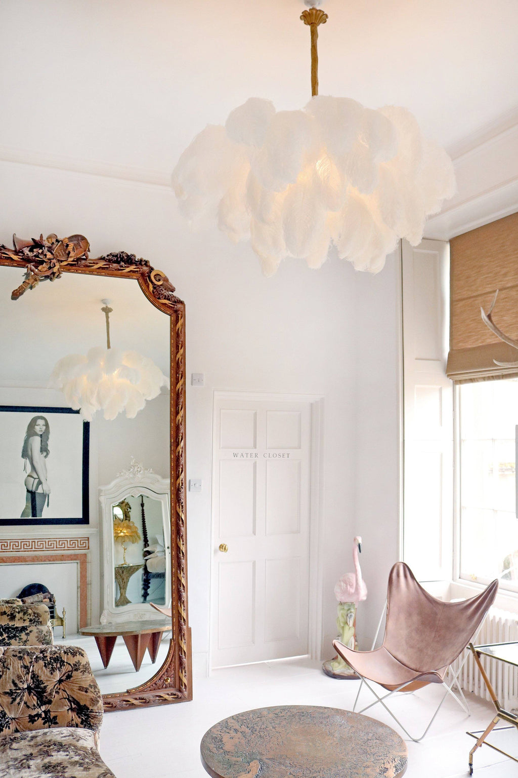 Extra Large Ostrich Feather Chandelier | Opulent Brass Base & Ideal for Luxury Indoor Spaces