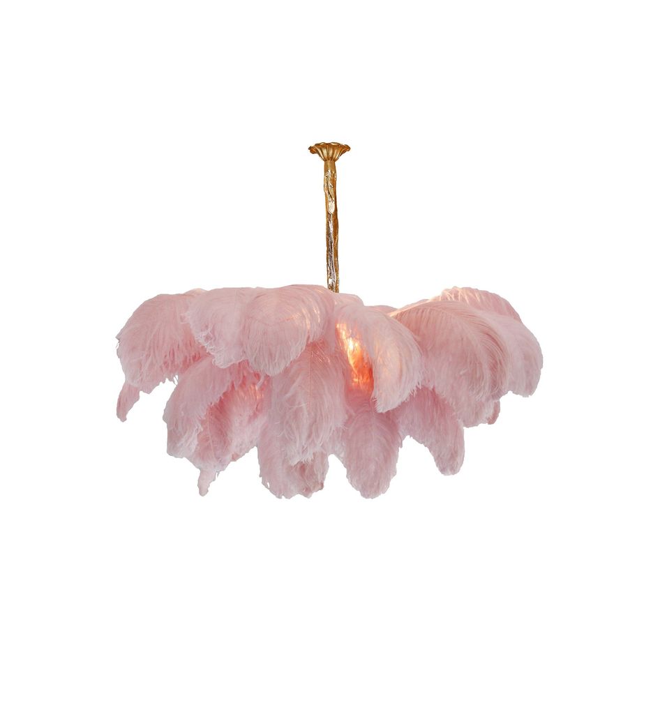 Extra Large Ostrich Feather Chandelier | Opulent Brass Base & Ideal for Luxury Indoor Spaces