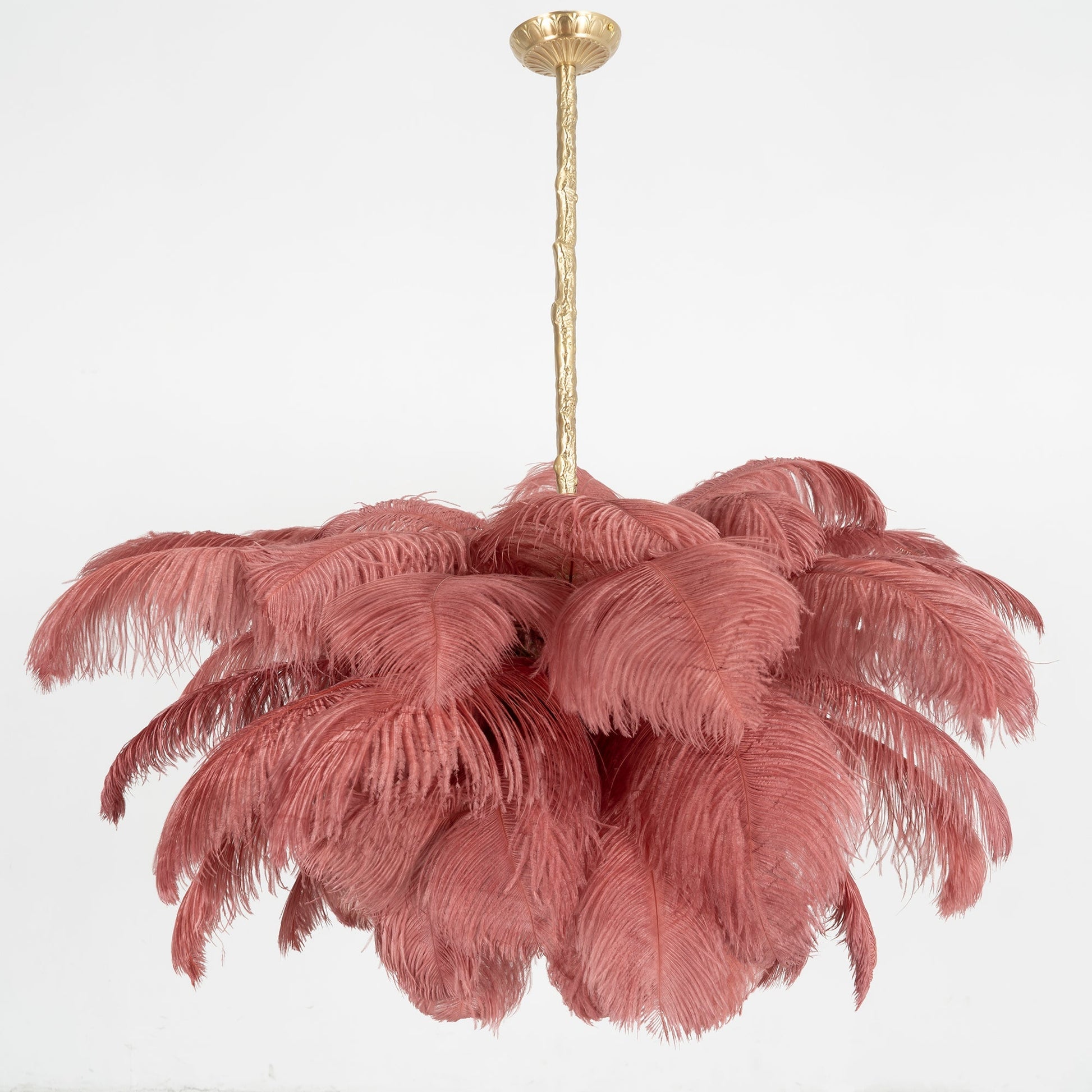 Extra Large Ostrich Feather Chandelier | Opulent Brass Base & Ideal for Luxury Indoor Spaces