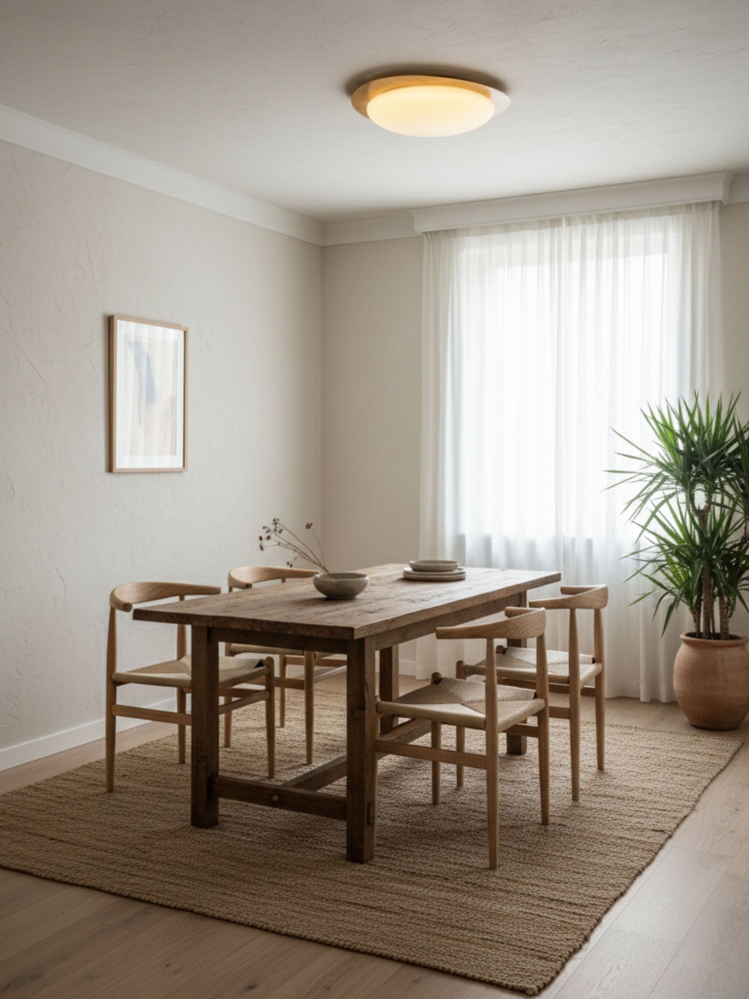 Pebble Ceiling Light | Dimmable, Walnut Wood Grain Design for Indoor Home Decor